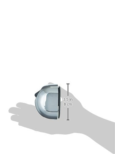 Chrome wall mount bracket for hand shower with adjustable ball joint, displayed in hand with size measurement.
