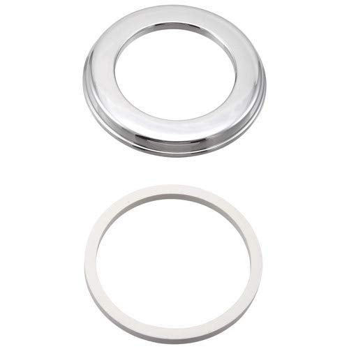 Chrome finish spout base ring for Roman tub faucet with decorative trim collar.