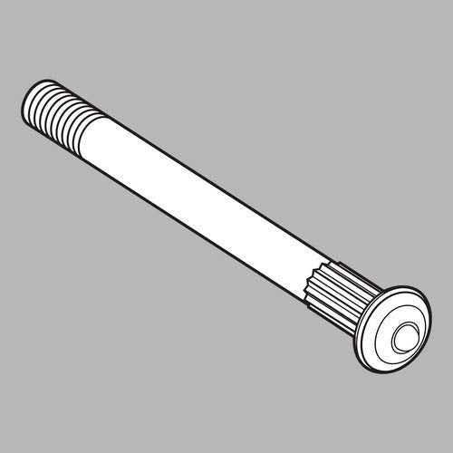 Polished brass spindle rod with threaded ends and circular mounting flanges at both ends.