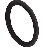 Black rubber o-ring with hollow center on white background.