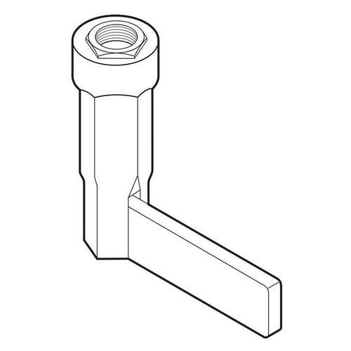 Cylindrical wrench assembly with threaded top and flat rectangular handle extending from base.