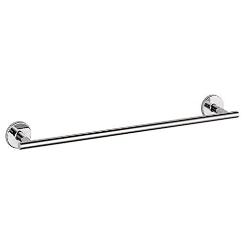 Chrome towel bar with circular mounting flanges at each end, 18 inches long.