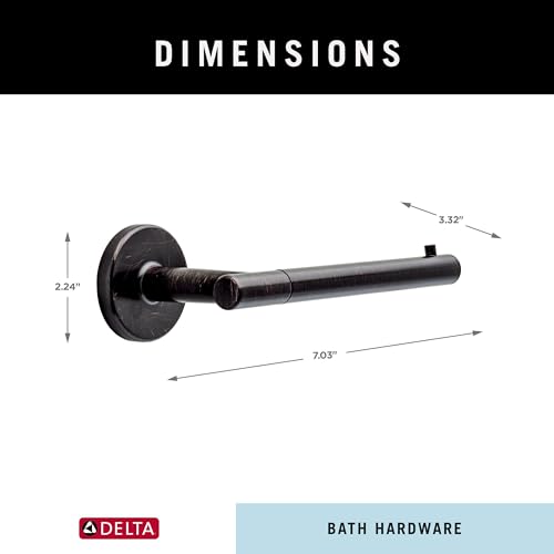 Venetian bronze tissue holder with cylindrical arm and circular back plate, measuring 7.03" long and 2.24" high.
