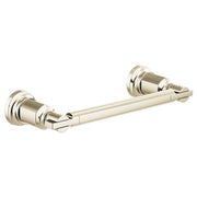 Polished nickel towel bar with cylindrical wall-mounted brackets on each end.