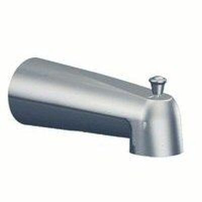 Oil-rubbed bronze tub spout with diverter lever and wall-mounted cylindrical body.
