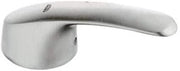 Brushed stainless steel faucet lever with curved handle and circular base mounting plate.