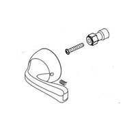 Chrome metal lever handle kit for tub and shower with mounting hardware and internal components shown.