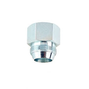Chrome-plated brass gas flare adapter with hexagonal upper section and threaded lower connection.