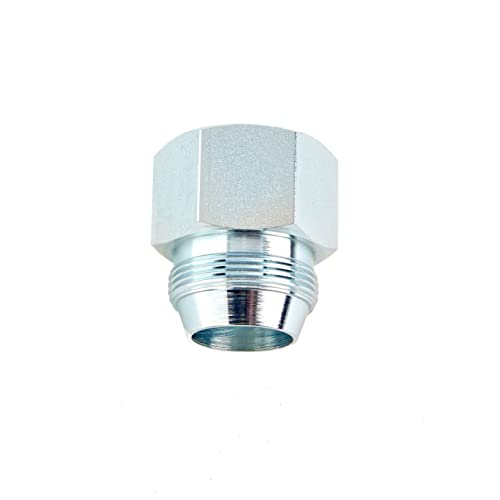 Chrome-plated brass gas flare adapter with hexagonal upper section and threaded lower connection.