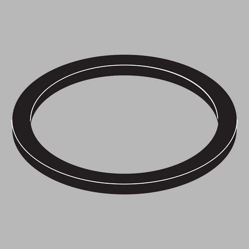 Black rubber gasket ring with oval shape and grooved inner edge.
