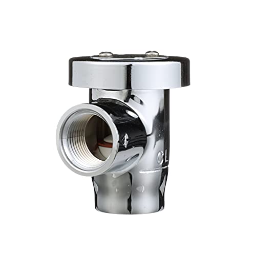Chrome vacuum breaker with 3/4 inch threaded inlet and top-mounted adjustment cap.