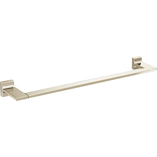 Chrome and brushed nickel towel bar with square wall-mounted brackets, 24 inches wide.