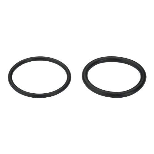 Two black rubber o-rings with oval shape, used as replacement seals for Delta kitchen faucets.