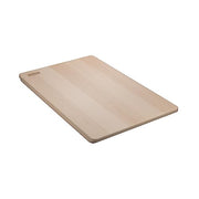 Wooden sink grid with grooved surface and raised edges in light natural finish.