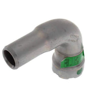 Gray zinc-nickel coated steel 90-degree street elbow fitting with green band and open cylindrical port.