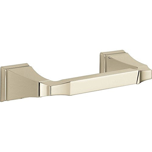 Champagne bronze wall-mounted tissue holder with curved bar and square mounting plates.