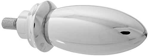 Chrome metal lever handle with Victorian-style oval design and mounting hardware.