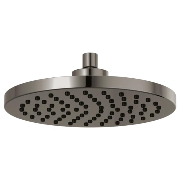 Black Onyx round raincan showerhead with multiple spray jets and cylindrical arm mount.