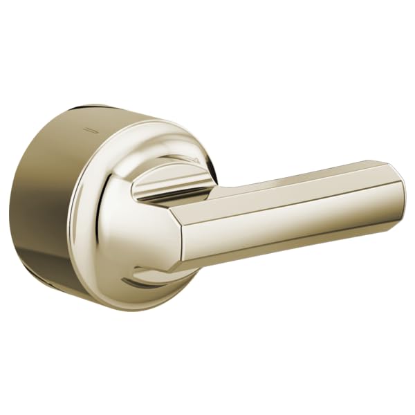 Brizo Levoir chrome pressure balance valve trim with lever handle and round escutcheon plate.