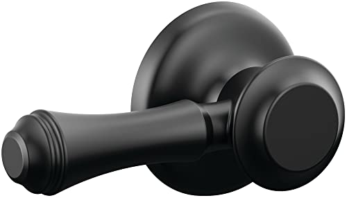 Black matte finish tank lever with cylindrical handle and circular escutcheon plate mounted on white background.