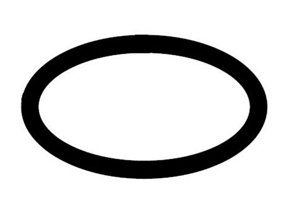 Black rubber o-ring with oval shape on white background.