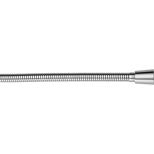 Chrome hand shower hose with metal spiral casing and connector fitting, 69"-92" adjustable length.