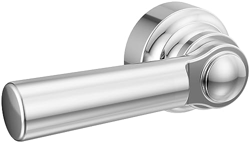Polished chrome tank lever with cylindrical handle and decorative round escutcheon plate.