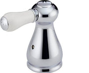 Chrome finish Delta lever handle kit with porcelain handle and cone-shaped valve body for shower transfer valve.