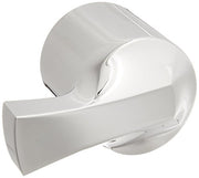 Chrome metal lever handle with curved escutcheon plate for shower diverter valve.
