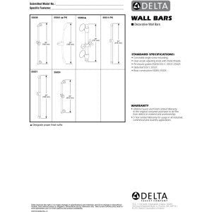 Delta 30" chrome adjustable glide rail wall bar installation diagram showing multiple mounting configurations.