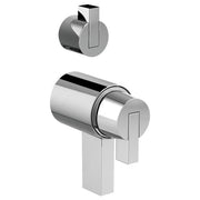 Chrome thermostatic valve with integrated diverter and rectangular lever handles, shown with separate mounting bracket compon