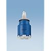 Blue ceramic cartridge with brass top and outlet port for Grohe single-handle faucets.
