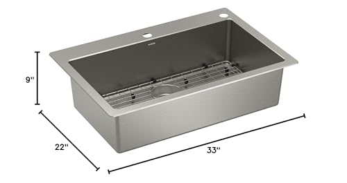 Moen Prep 18 Gauge Stainless Steel Dual Mount 33"x 22" Single Bowl Modern Kitchen Sink with Bottom Grid Included in Stainless - GS181062B