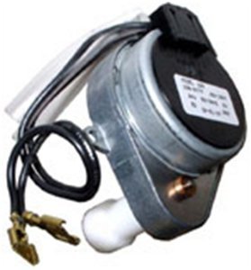 GeneralAire humidifier motor with black housing, power cord, brass connectors, and white rubber component.