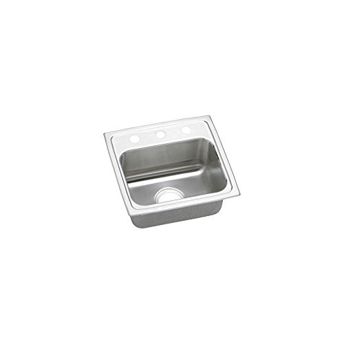 Stainless steel drop-in sink with single bowl, two pre-drilled holes, and polished finish shown at angle.