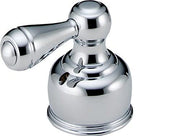 Chrome metal lever handle kit with spherical base and transfer valve body assembly.