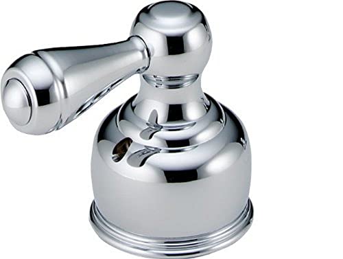 Chrome metal lever handle kit with spherical base and transfer valve body assembly.