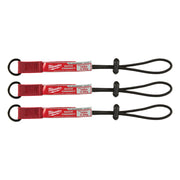 Three red and black Milwaukee quick-connect accessory straps with loop handles and connector ends.