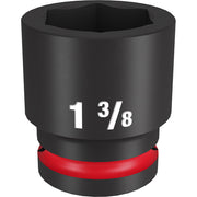 Black impact socket with 1 3/8" size marking and red band around base, 3/4" drive, six-point opening.