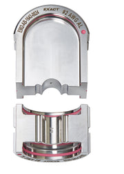 Milwaukee EXACT #2 aluminum U-style die with upper and lower components, pink trim bands, and metal construction for crimping