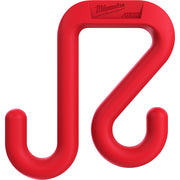 Red Milwaukee bucket hook with curved design and grip handles at top and bottom.