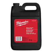 Black plastic jug of Milwaukee Dark Thread Cutting Oil with red label and handle.