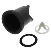 Black vacuum breaker assembly with gray valve seat and black rubber gasket components.