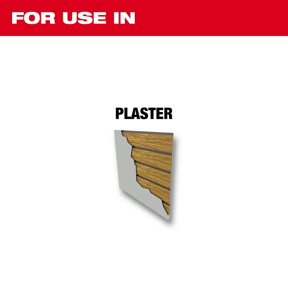 Cross-section diagram showing plaster cutting application with wood framing visible beneath white surface layer.
