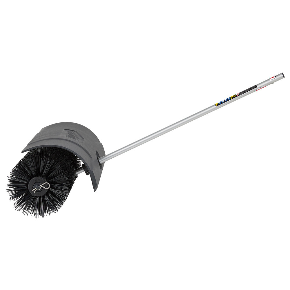 Black bristle brush attachment with gray housing and silver extension shaft with quick-lock connector.