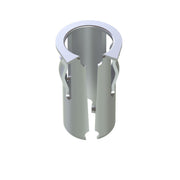 Metal speed clip with cylindrical center post and curved top loop for .187 stud fastening.