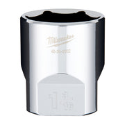 Milwaukee 1/2" drive socket with 1-3/16" opening, polished chrome finish with black grip band.