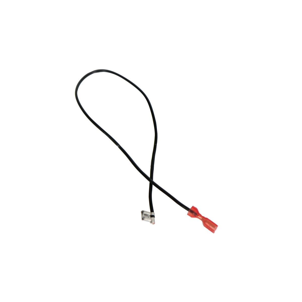 Black wire jumper with clear connector on one end and red terminal connector on the other end.