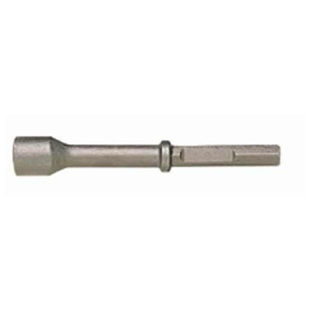 Metal spike and pin driver with cylindrical head on left end and tapered shaft on right end.