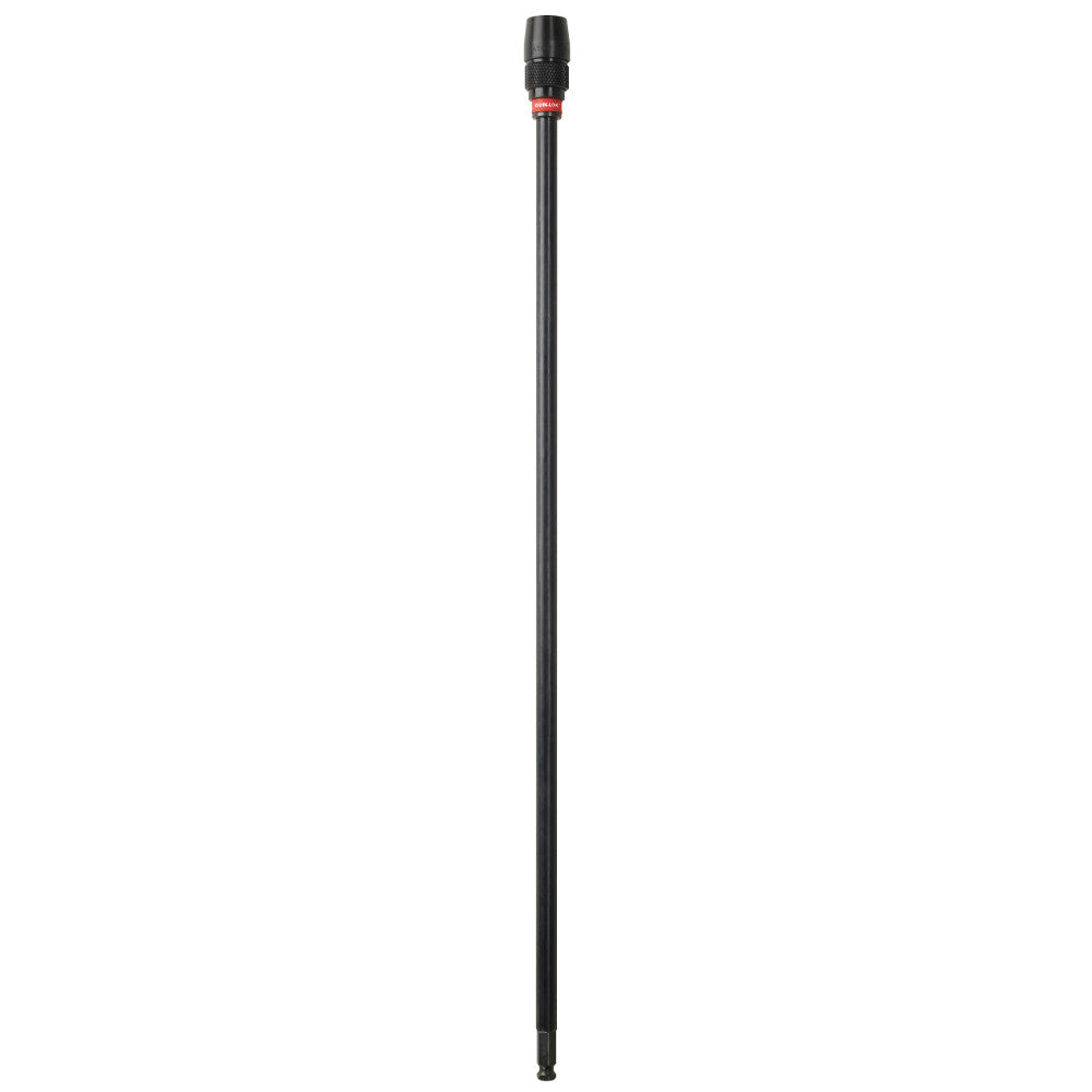Long black holesaw extension with quick-lock connector at top and 7/16 inch shank.